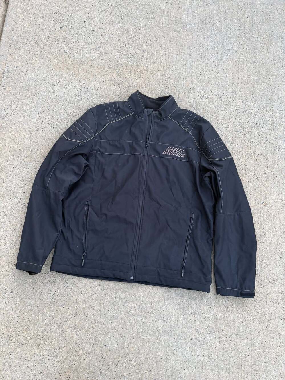 Harley-Davidson Black Soft Shell Motorcycle Riding Jacket with Pink Lettering - Picture 2 of 9